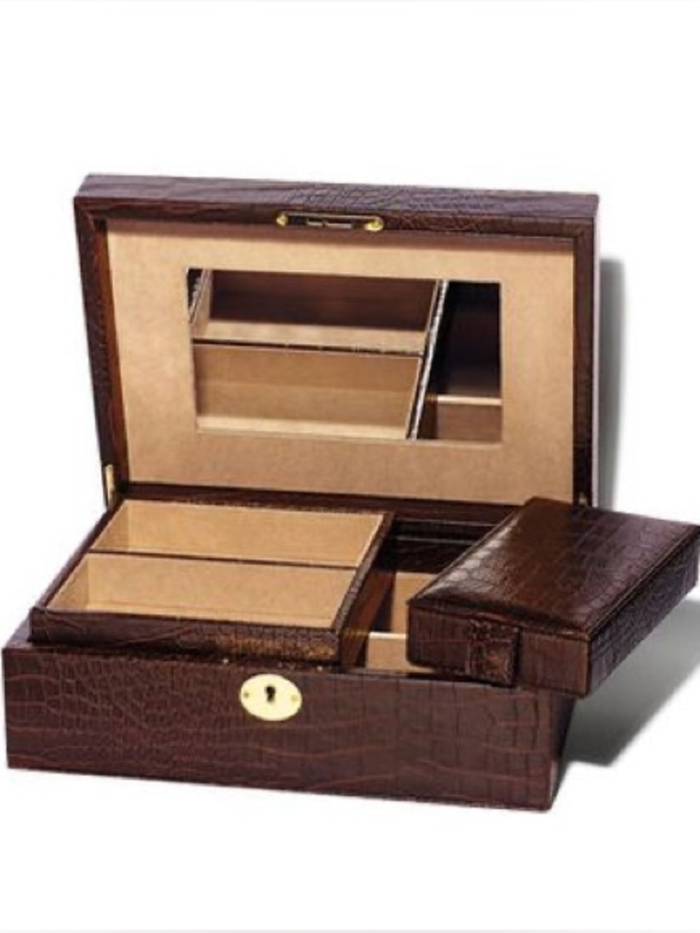 Vintage Bobbi Brown Faux Croc Beauty Trunk Train Case Vanity Organizer Limited
